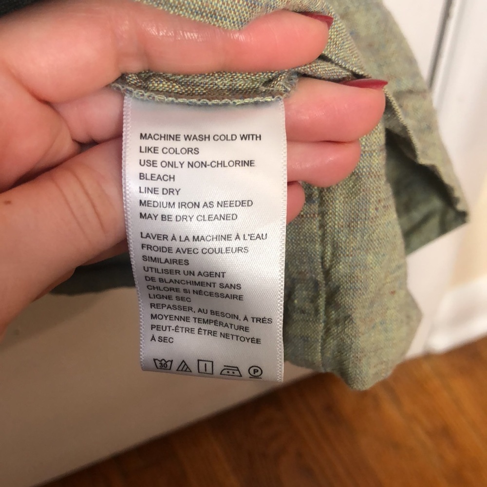Urban Outfitters Ella Linen Dropped Waist Midi Dress Green Olive Moss - Picture 8 of 9